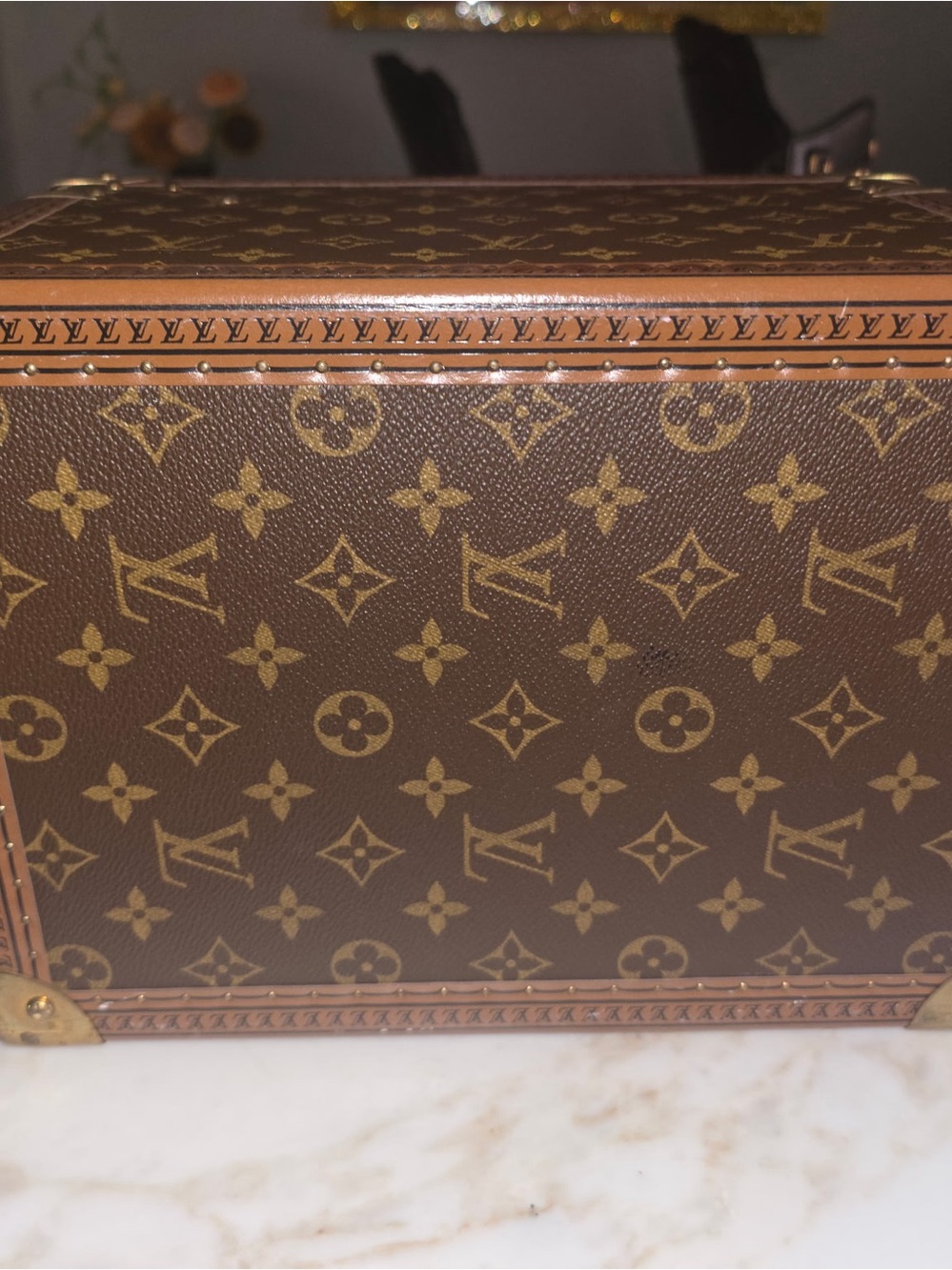 Louis Vuitton Brown and Tan Monogram Decorative Trunk